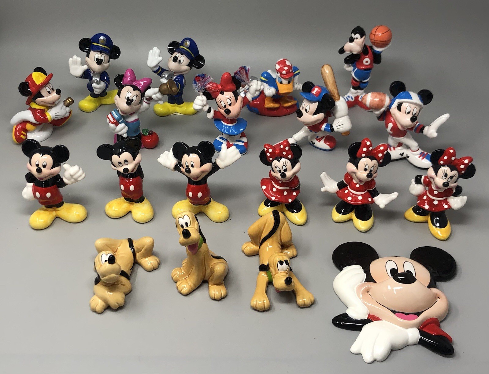 Disney Enesco Mickey Minnie Pluto Ceramic Figurines Vintage Lot of 19 Various
