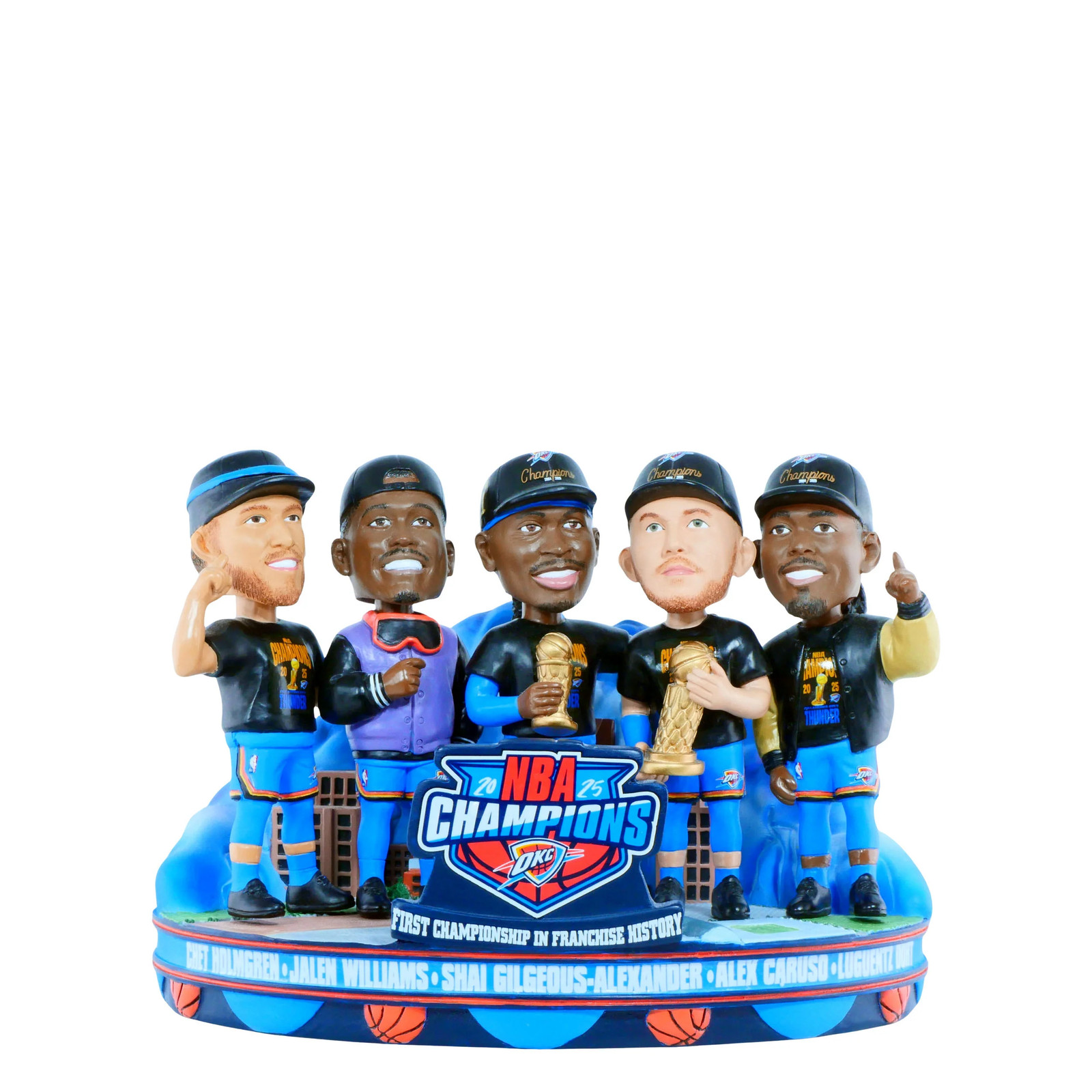 Oklahoma City Thunder 2025 First Franchise Championship Mini Bobblehead Scene
