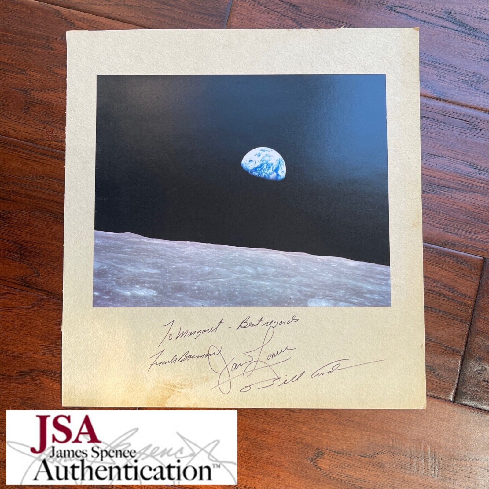 APOLLO 8 CREW SIGNED * JSA * WILLIAM BILL ANDERS LOVELL * Autograph EARTHRISE