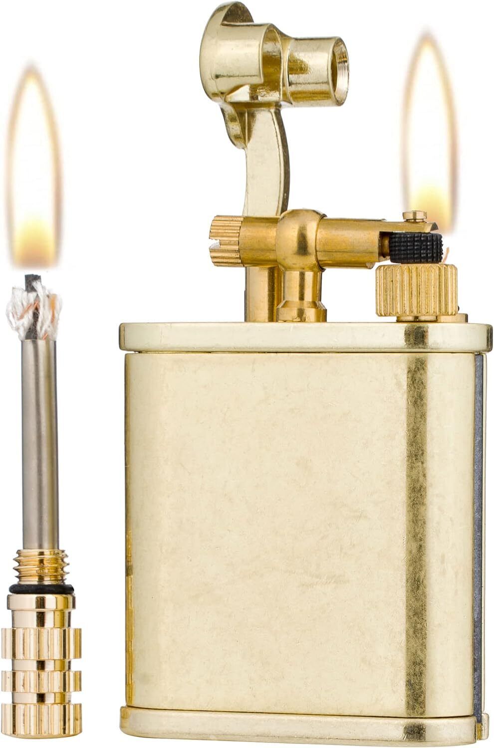 2 in 1 Lighetr Permanent Match Antique Style Lift Arm Kerosene Lighter Bronze
