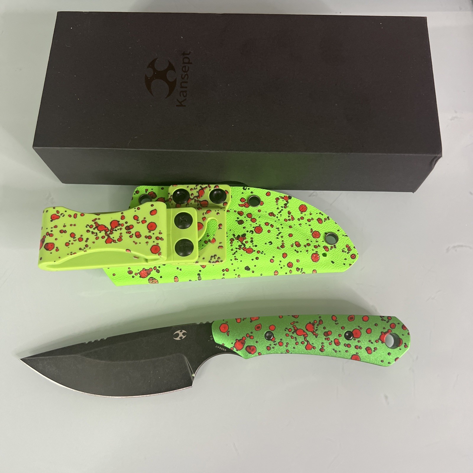 Kansept Knives Flank Fixed Blade Knife Green/RedZombie