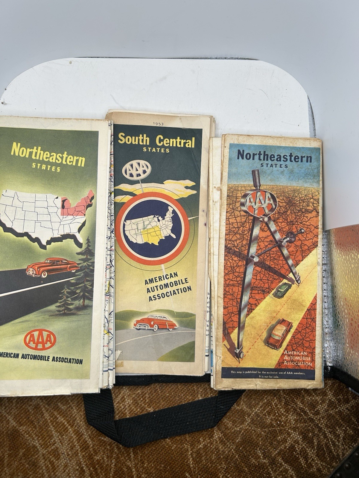 Vintage 1950s AAA Road Maps Lot of 3 1950 1953 1955 Northeastern South Central
