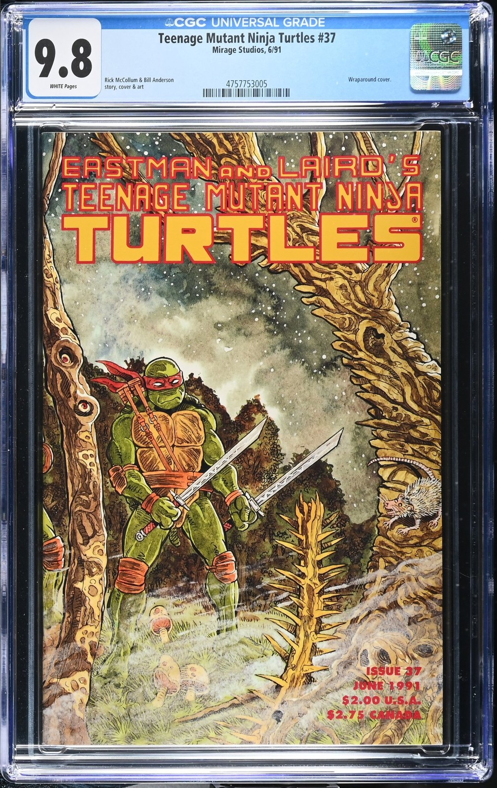 Teenage Mutant Ninja Turtles #37 CGC NM/M 9.8 White Pages Marvel 1991