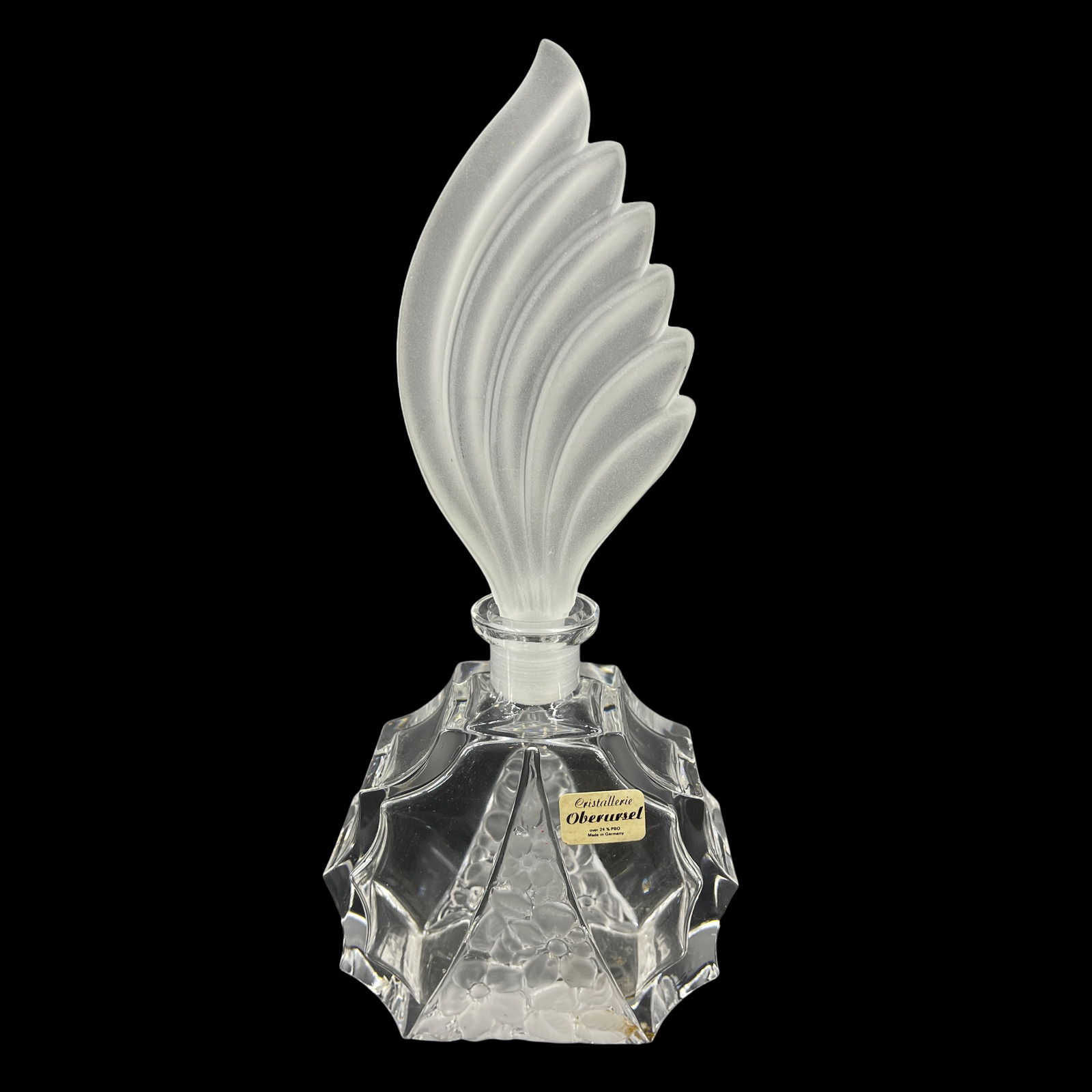 Cristallerie Oberursel Germany Perfume Bottle Art Deco Design Topper 8.5\