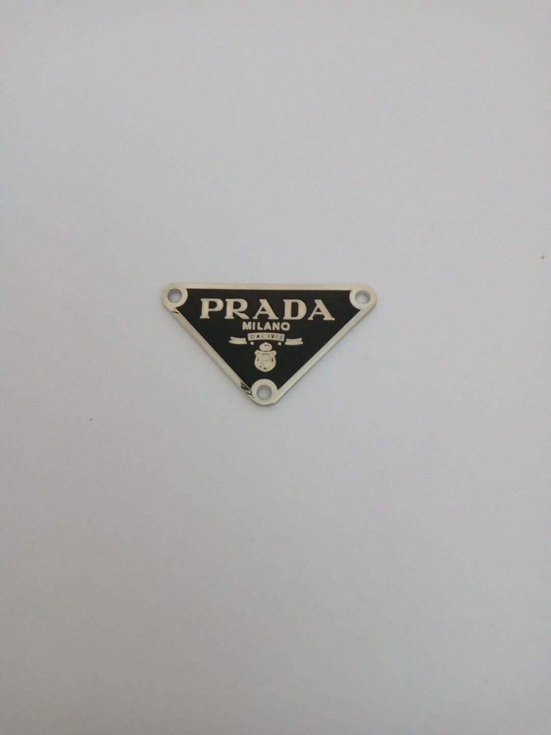 One Pieces 38mm Prada Logo Triangle with trim  Silver tone Button  Zipperpull