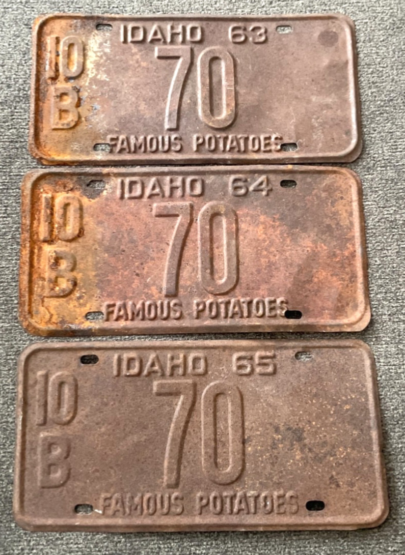 WOW RARE LOT OF 3 IDAHO 2 DIGIT #70 LICENSE PLATE PLATES 1963 1964 1965 WOW RARE LOT OF 3 IDAHO 2 DIGIT #70 LICENSE PLATE PLATES 1963 1964 1965