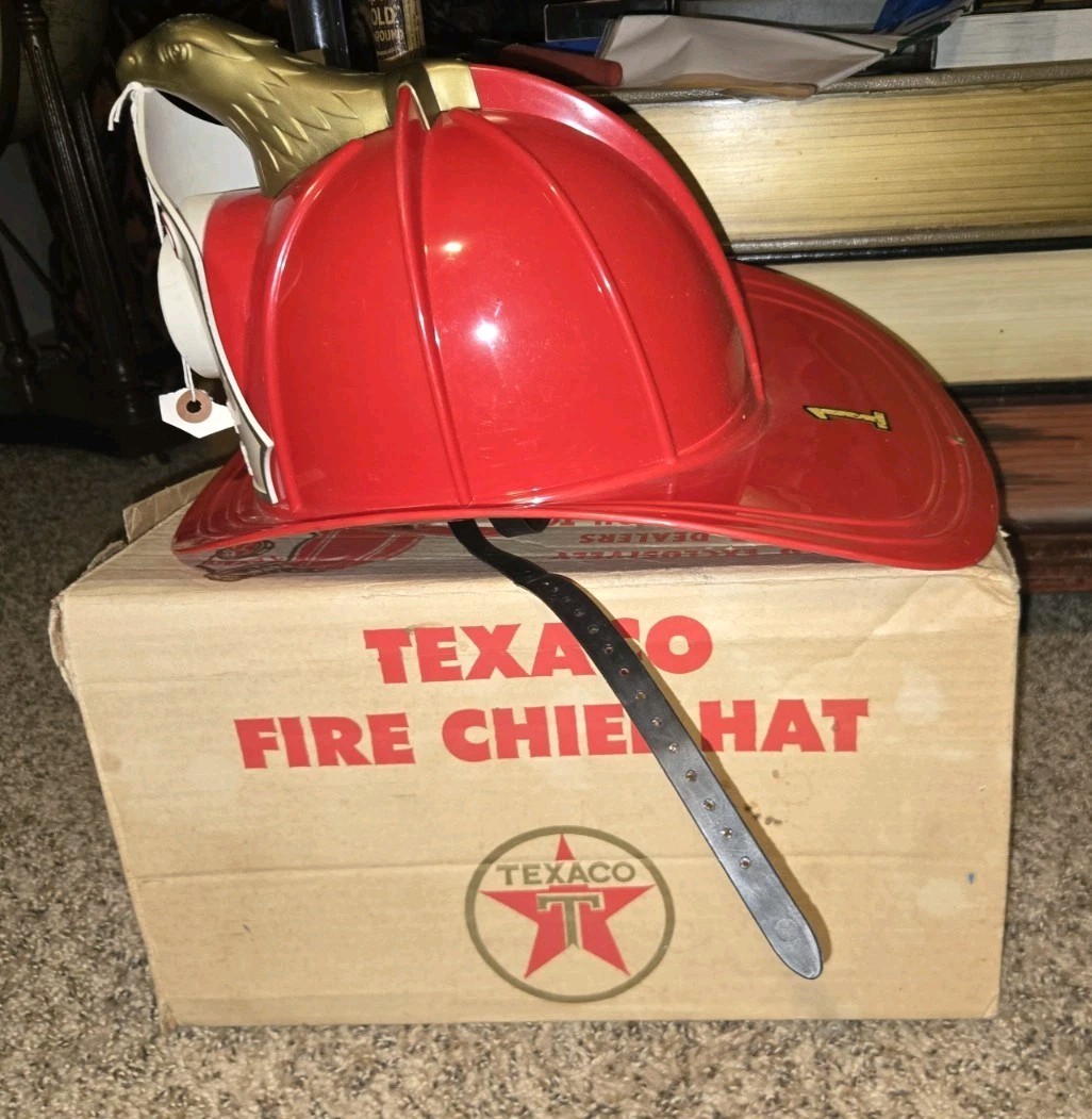 Vintage Texaco Fire Chief Helmet Boxed, 1960s READ