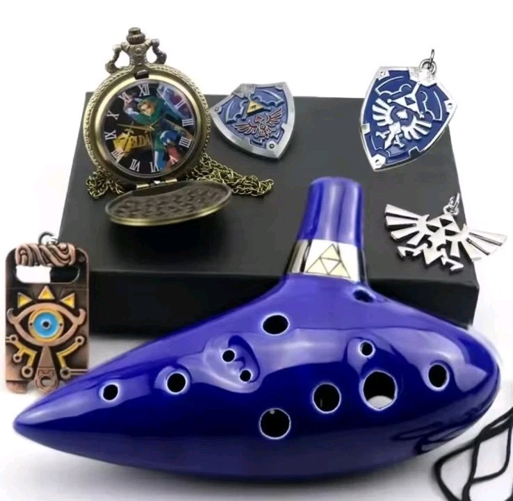 Deluxe 6piece Set Legend of Zelda Ocarina of Time 12 Hole Ceramic Instrument