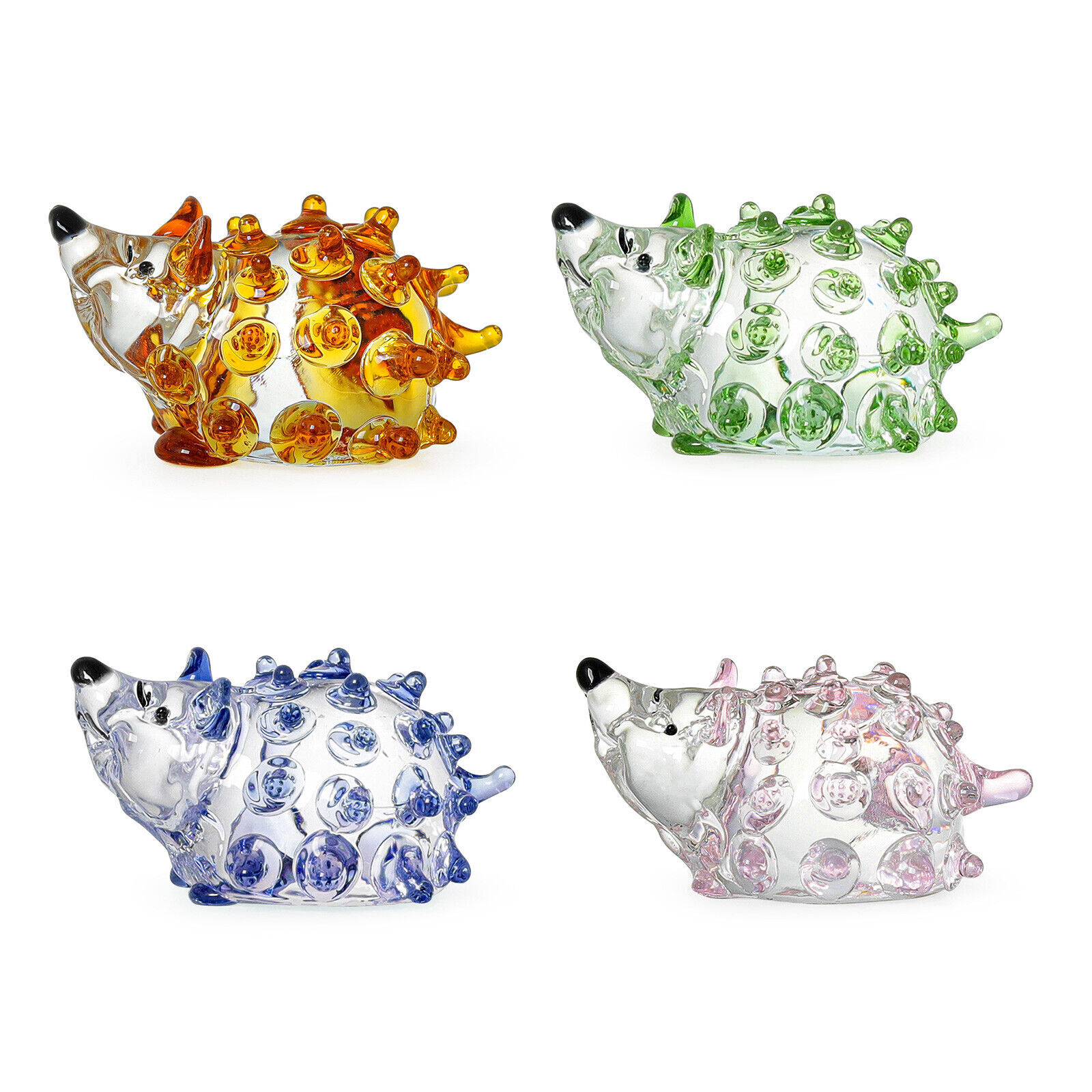 4Pcs Color Crystal Mini Hedgehog Figurine Collection Glass Animal Ornament Decor