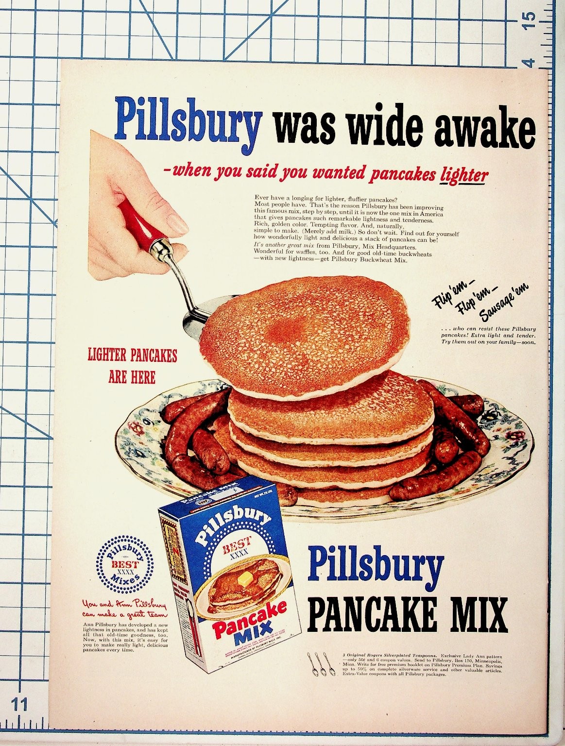 Vintage Pillsbury Pancake Mix Ad 1940s 50s Food Advertising Ephemera Vintage Pillsbury Pancake Mix Ad 1940s 50s Food Advertising Ephemera