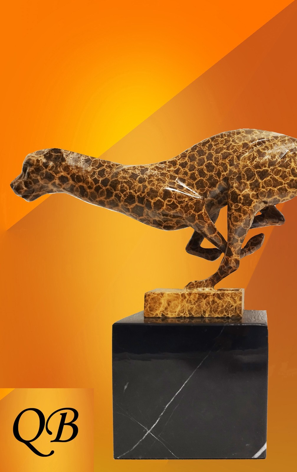 ART DECO BRONZE CHEETAH CAT FIGURINE SCULPTURE STATUE COUGAR FASTEST LAND ANIMAL