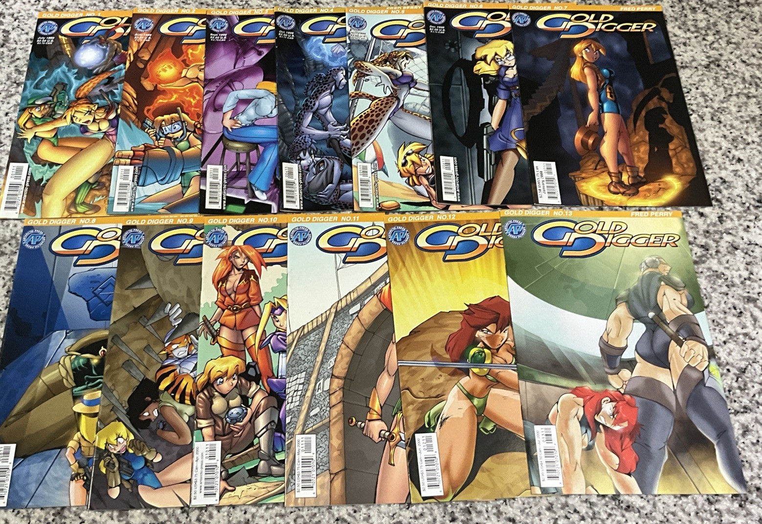 GOLD DIGGER #1 -  13  ANTARCTIC PRESS 1999-2001 Comic Lot Bright Colors NM