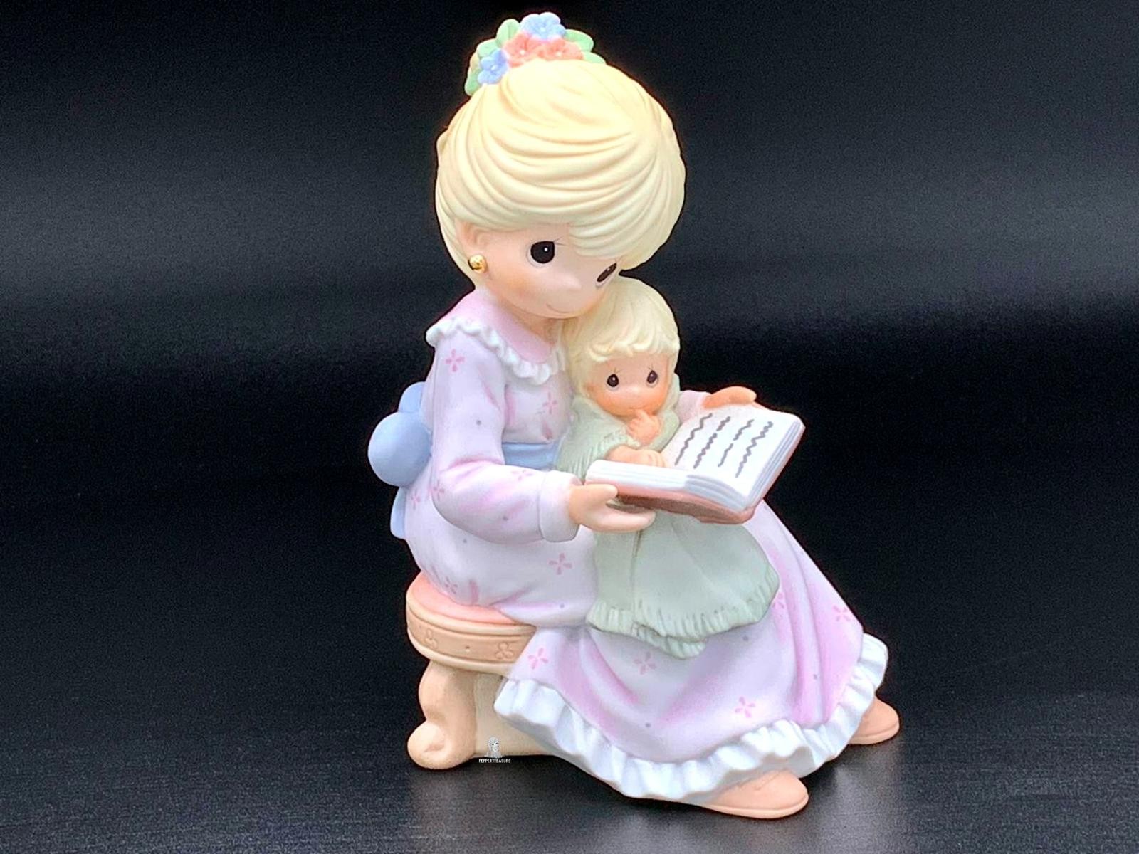 Precious Moments Mother Reading to Child Figurine Pastel Porcelain Collectible