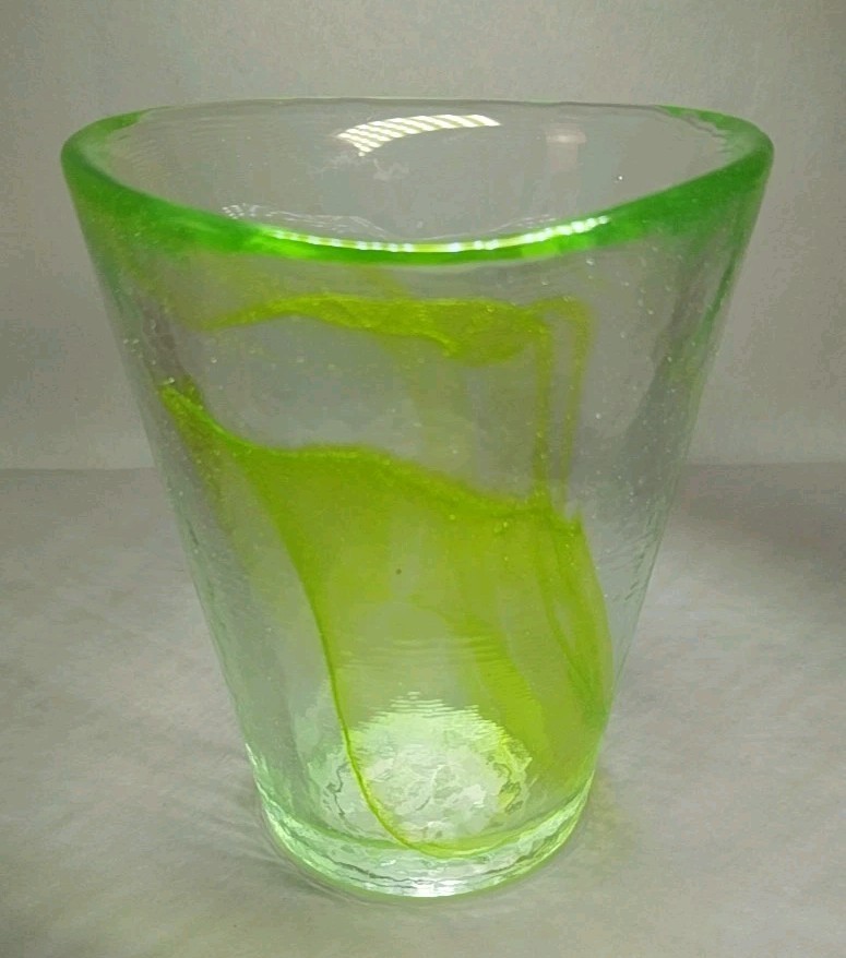 Kosta Boda Mine Lime Swirl Art Glass By Ulrica Hydman-Vallien Sweden - Perfect