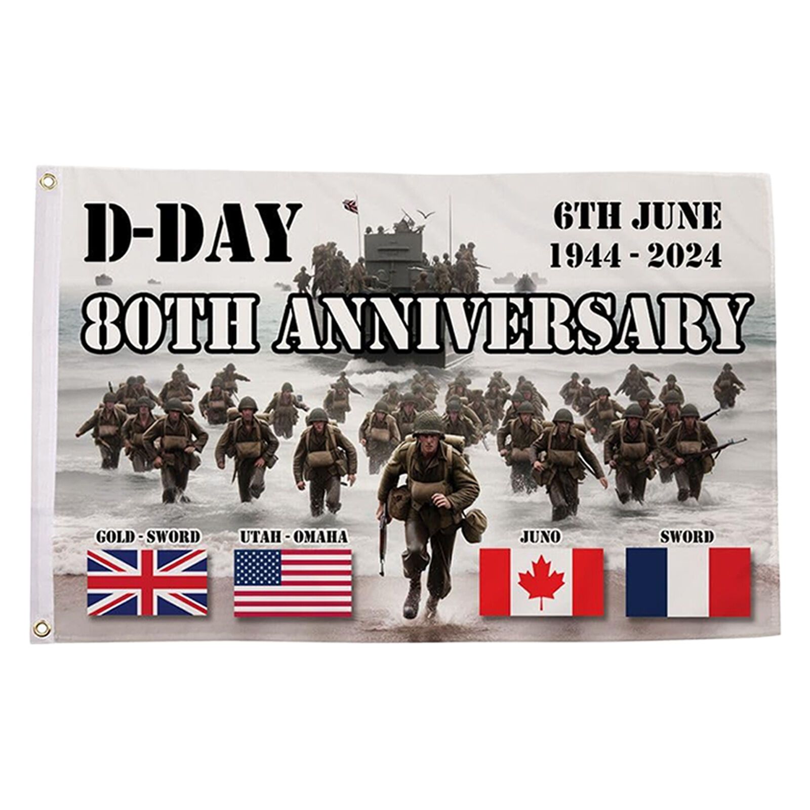 D Day 80th Anniversary Flag 5ft X 3ft 150cm X 90cm Commemorative Banner