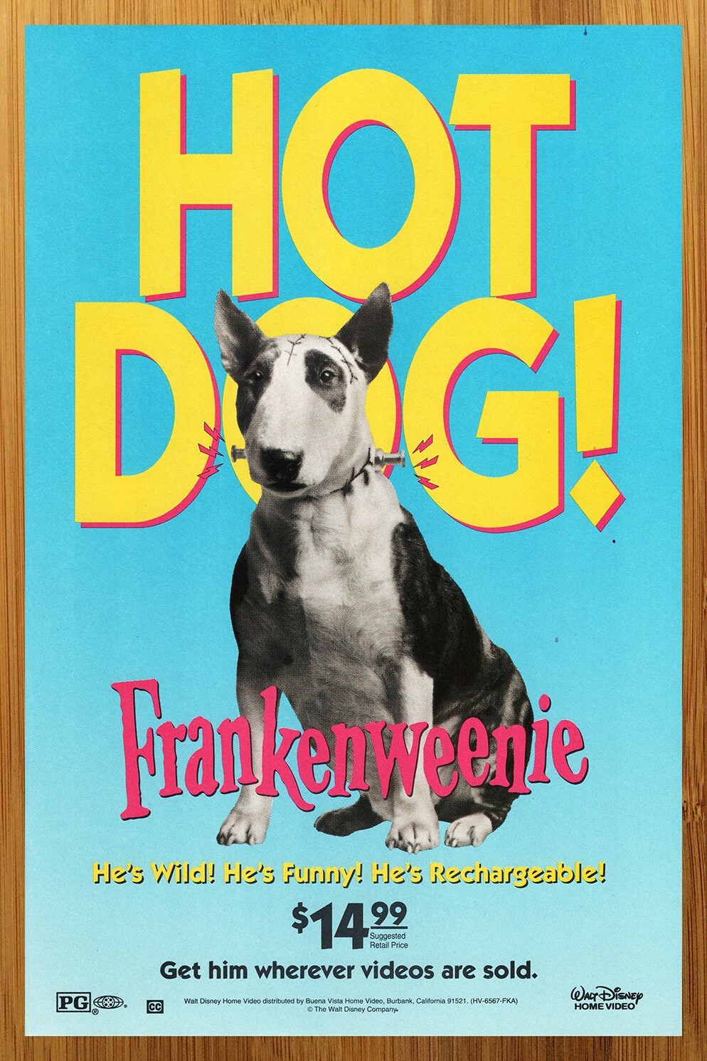 1992 Frankenweenie VHS Video Vintage Print Ad/Poster Tim Burton Movie Promo Art