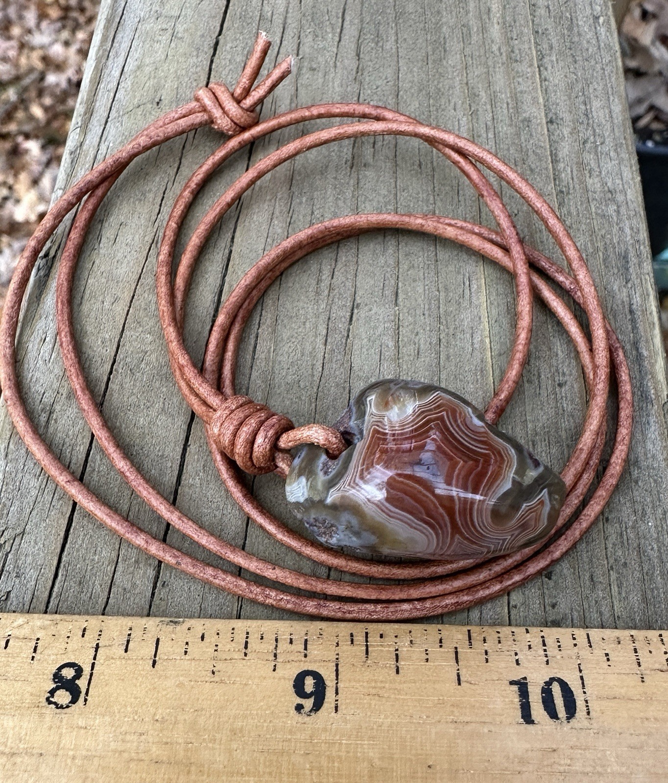 Lake Superior Agate Necklace Freeform Hand Polished Face