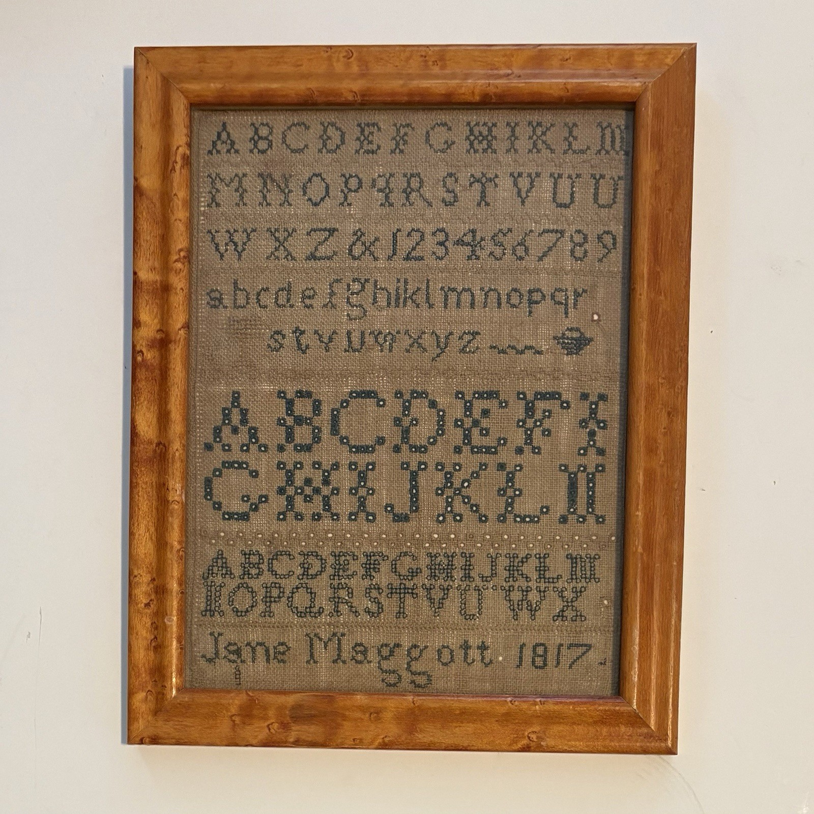 Antique Needlework Sampler Dated 1817 