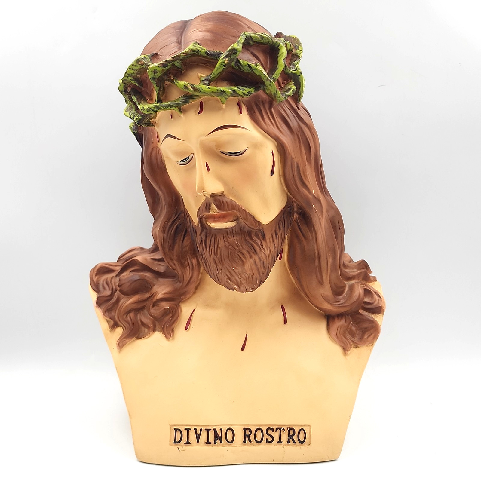 Jesus Christ Crown of Thorns Divino Rostro Resin Composite Religious Bust