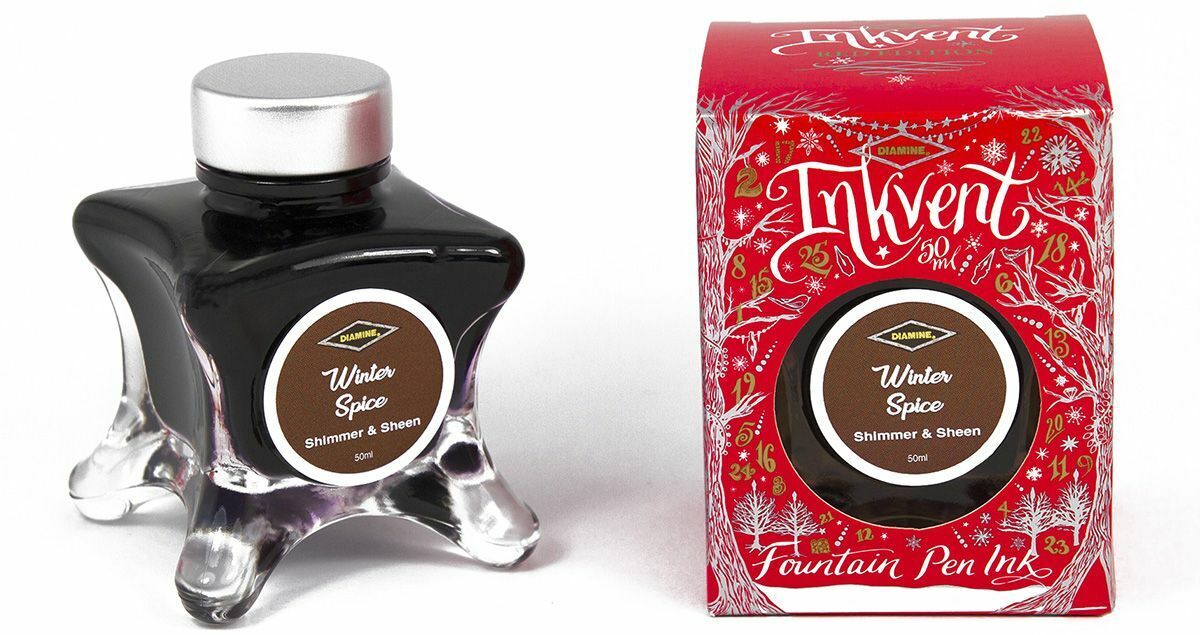 Diamine Inkvent Red Edition Shimmer & Sheen Bottled Ink in Winter Spice - 50 mL