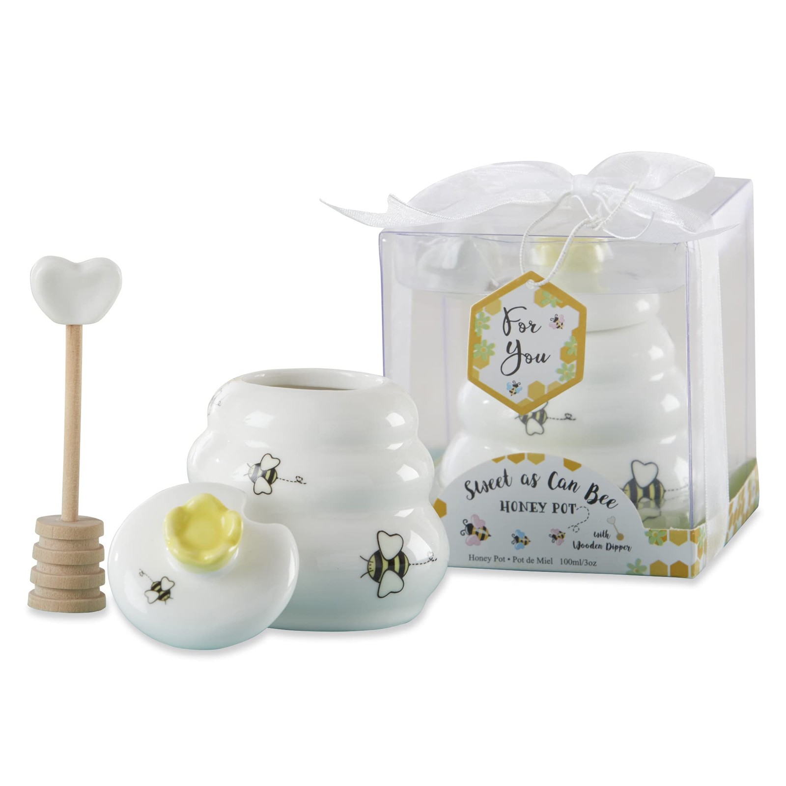 Sweet as Can Bee Ceramic Mini Honey Pot with Wooden Honey Dipper (3.4 oz) Honey Sweet as Can Bee Ceramic Mini Honey Pot with Wooden Honey Dipper (3.4 oz) Honey