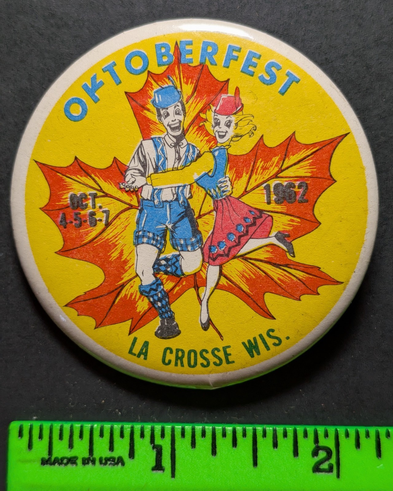 Vintage 1962 La Crosse Wisconsin Oktoberfest Pinback Pin