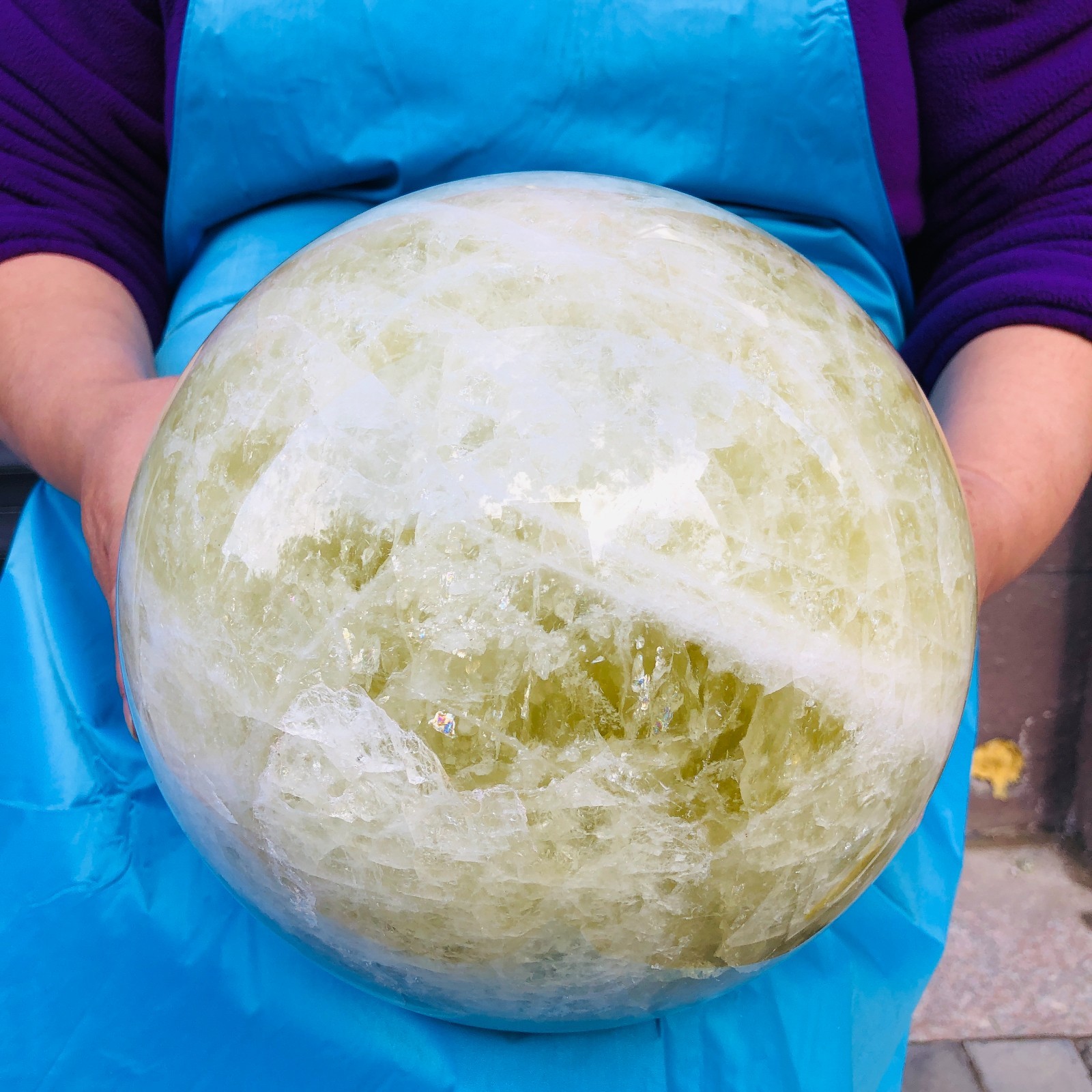 32.03LB Large Natural Yellow crystal ball Quartz Citrine sphere Mineral healing