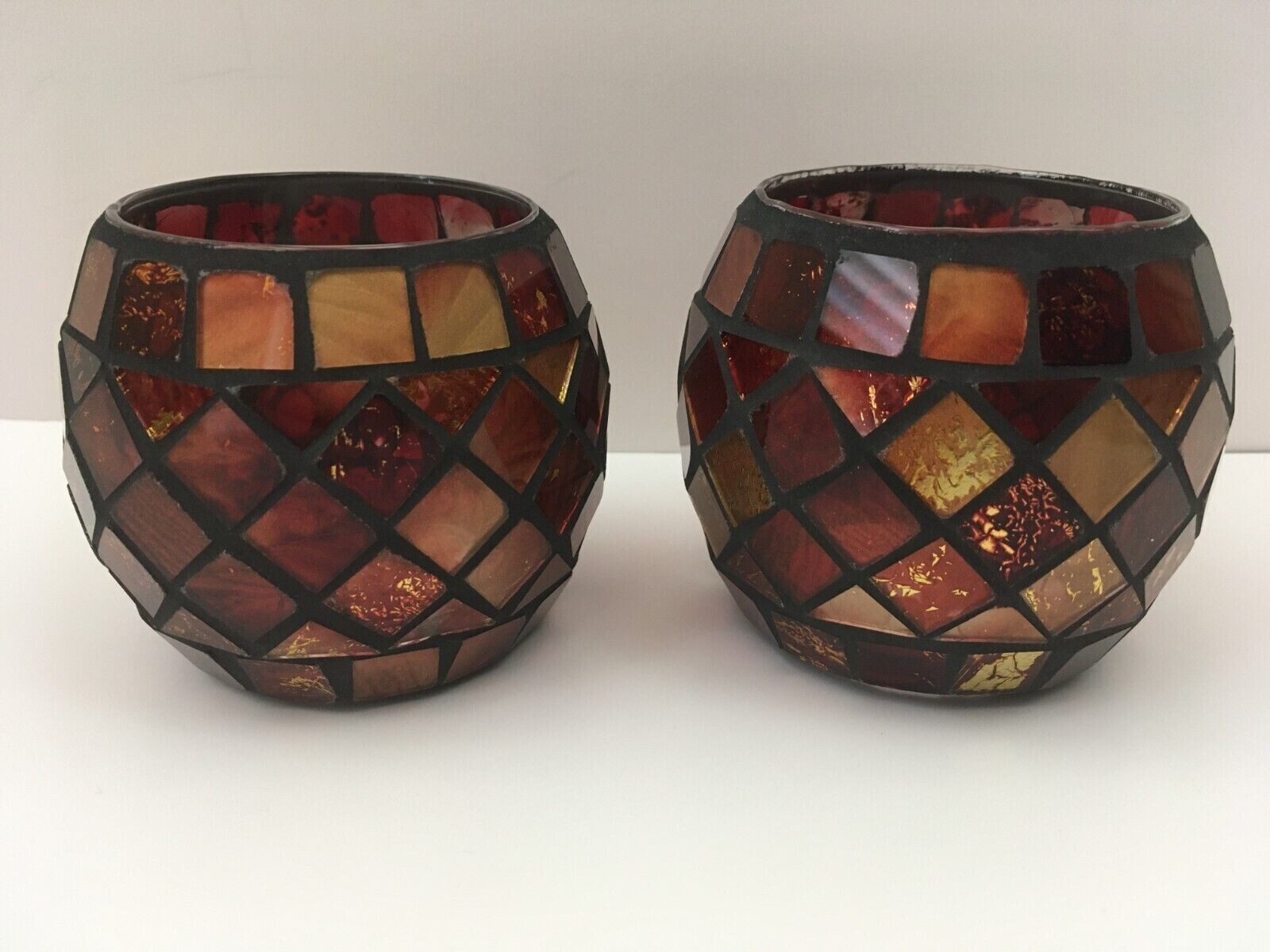 Candle Holders TWO Mosaic Bowls Home Décor Stained Glass Mosaic Bowl Holders