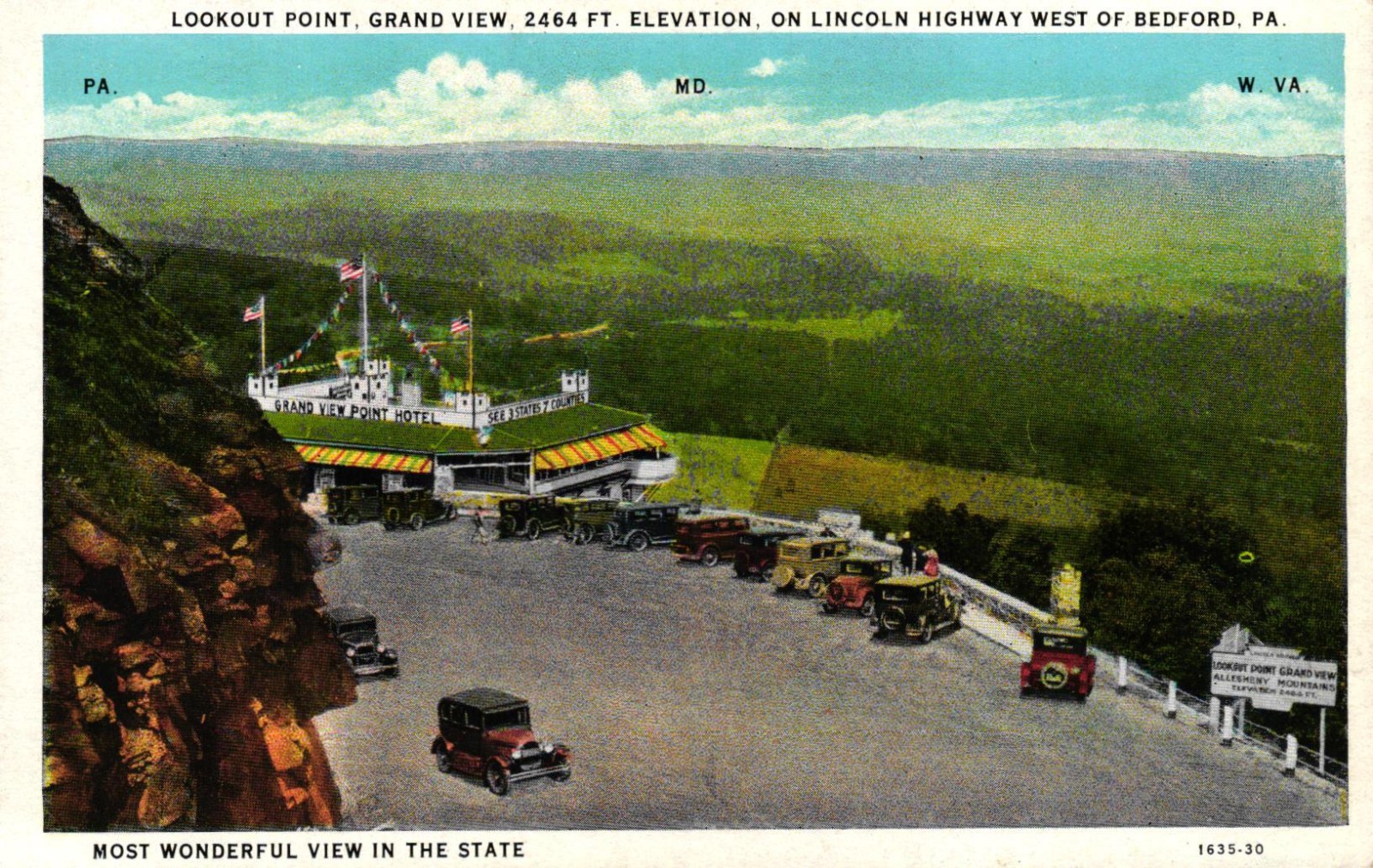 Lincoln Highway Pennsylvania - Lookout Point, Grand View, 2464 Ft. W. of Bedford Lincoln Highway Pennsylvania - Lookout Point, Grand View, 2464 Ft. W. of Bedford