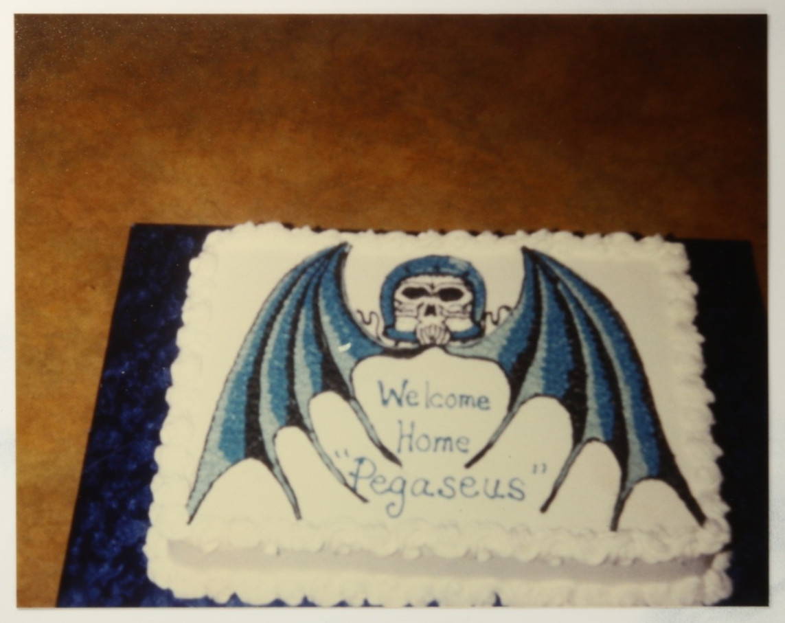 FOUND PHOTO 1980's Vintage Hell's Angels style biker motorcycle Birthday Cake