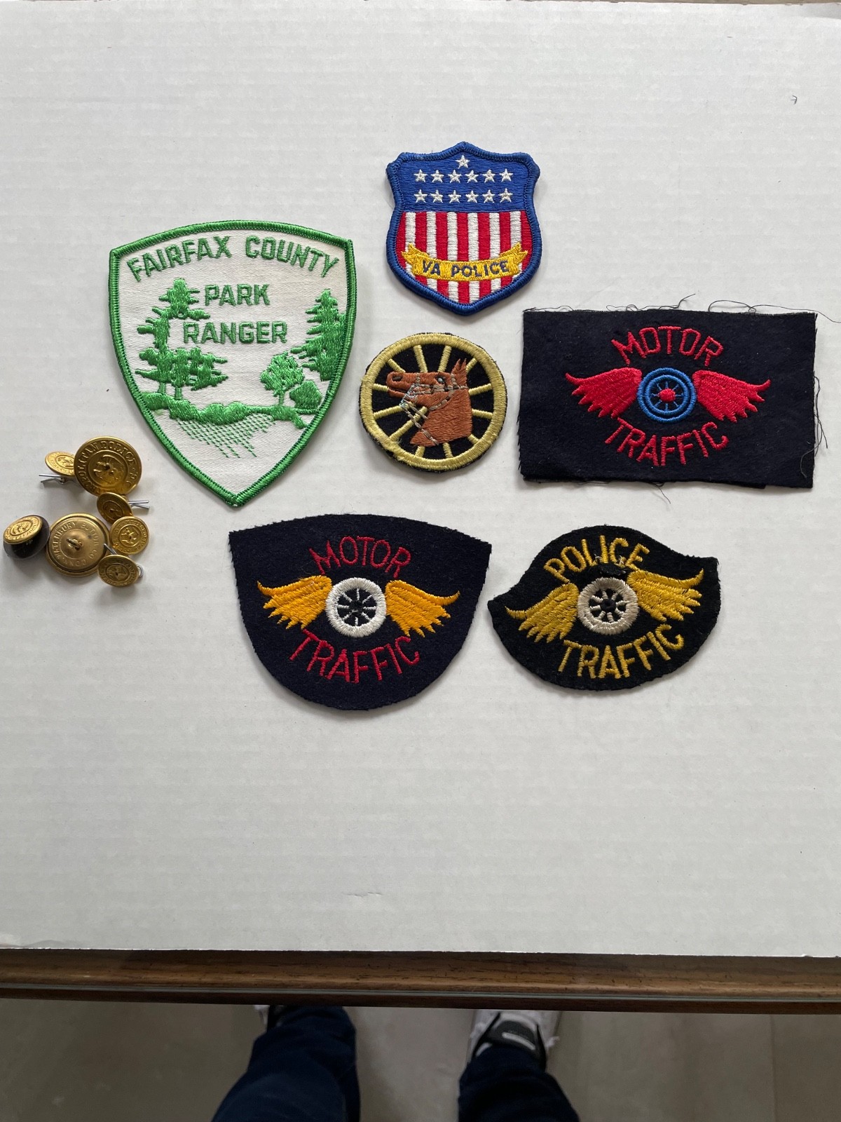 Vintage Police Patch lot, Motor traffic, horse, Fairfax Park Ranger, and buttons Vintage Police Patch lot, Motor traffic, horse, Fairfax Park Ranger, and buttons