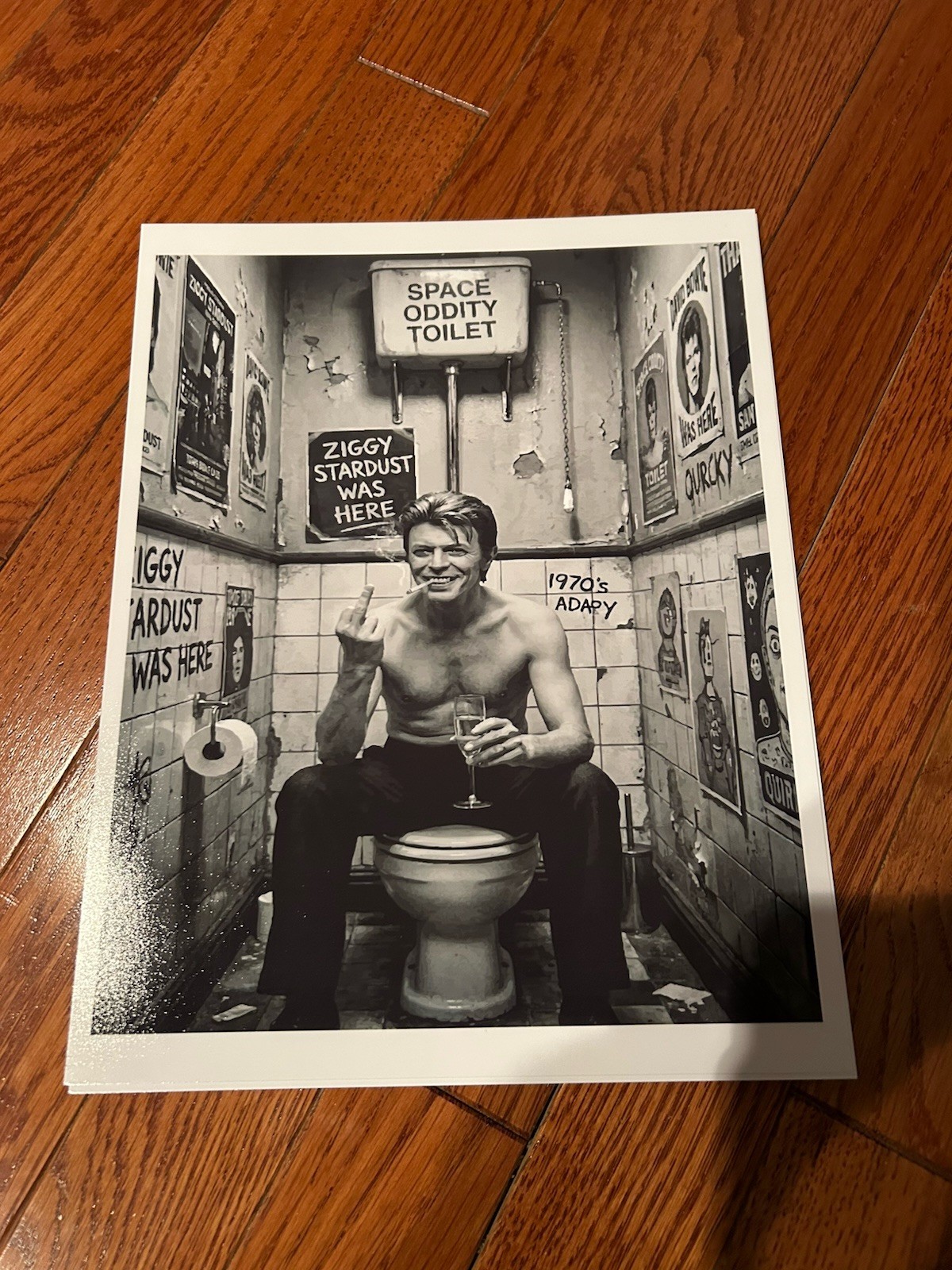 DAVID BOWIE Middle Finger Art Print Photo Smoking 8x10 DAVID BOWIE Middle Finger Art Print Photo Smoking 8x10