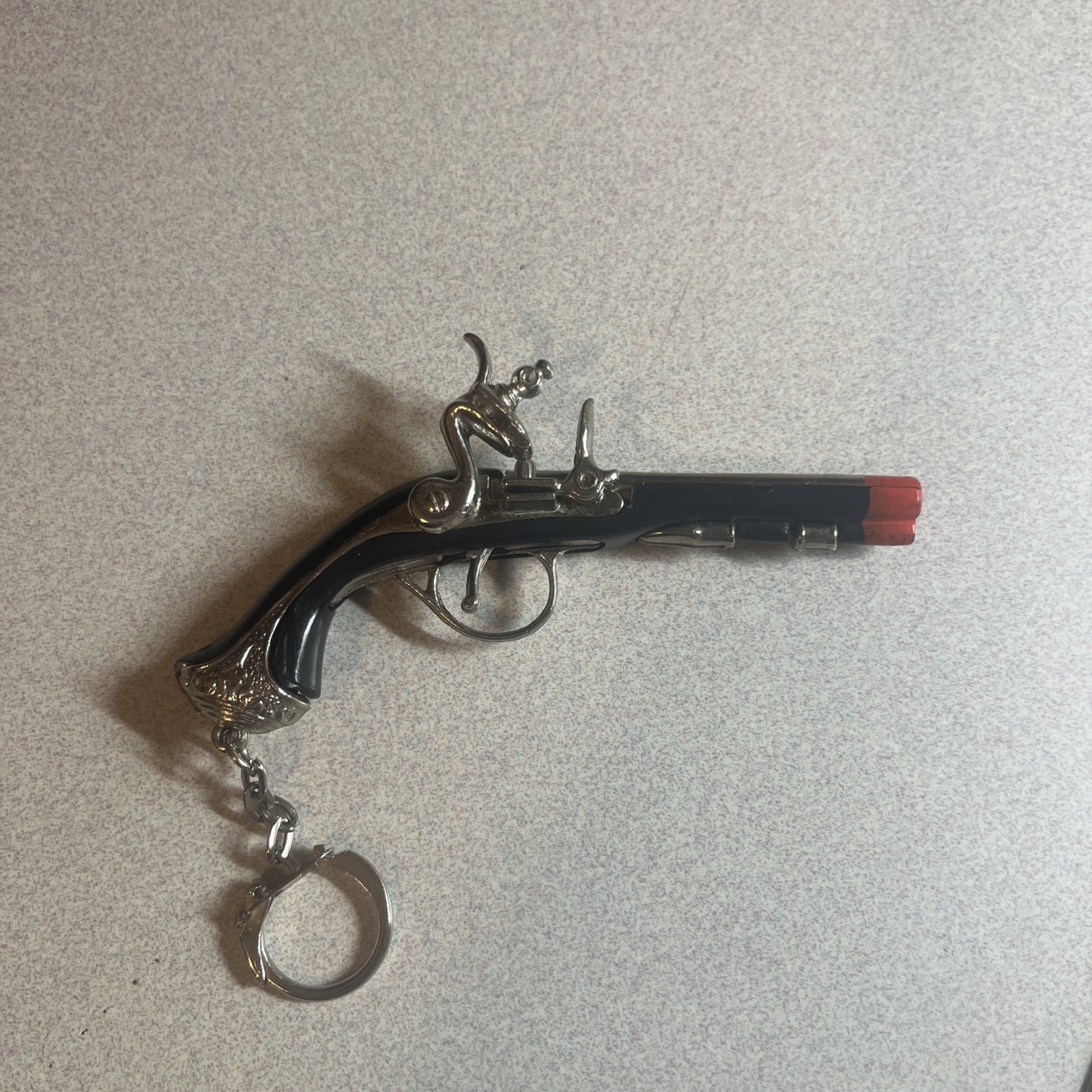 VTG Miniature Diecast Metal Flintlock Pirate Pistol Toy Cap Gun Keychain 4”