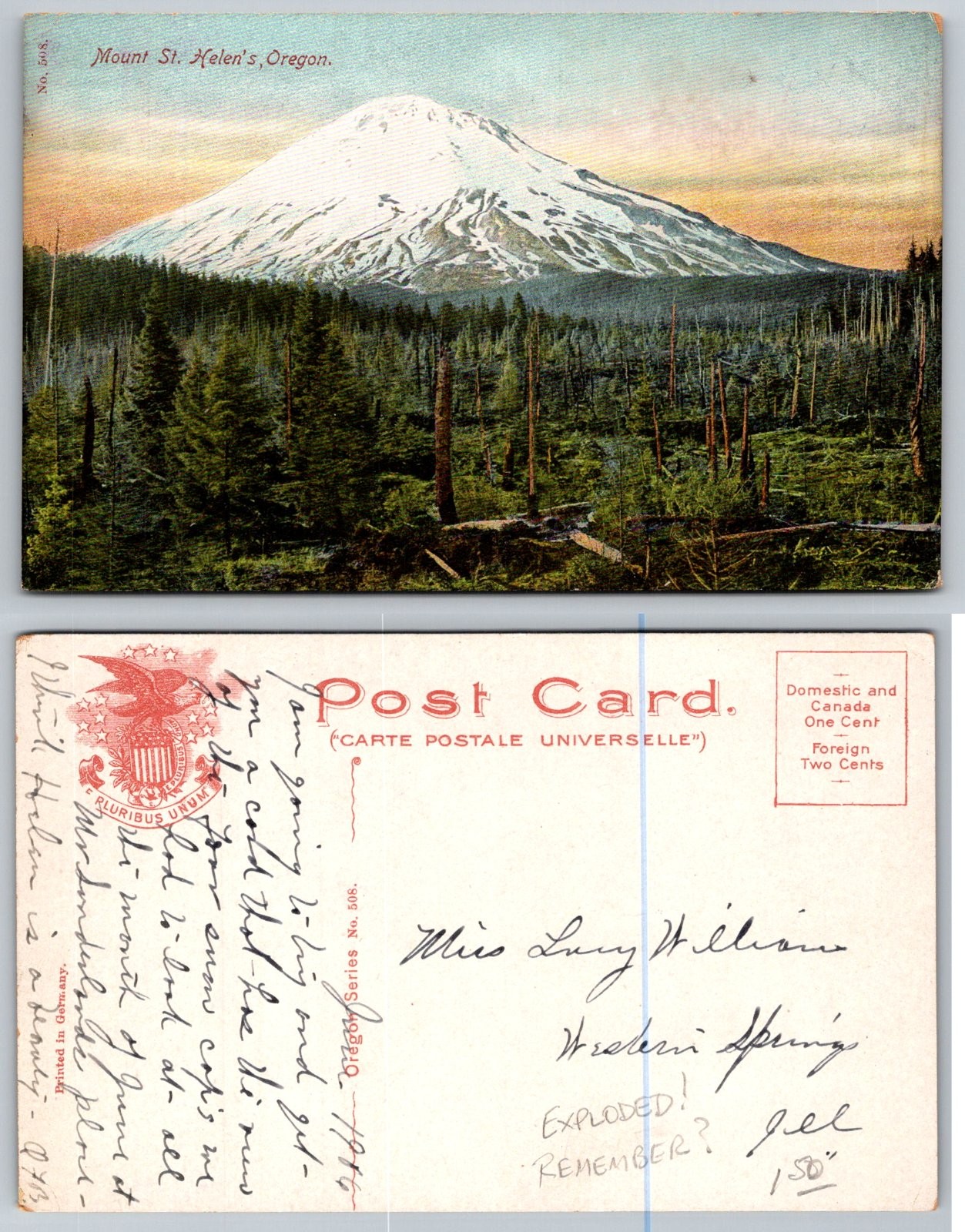 Mount St. Helen\'s Oregon Landscape Postcard