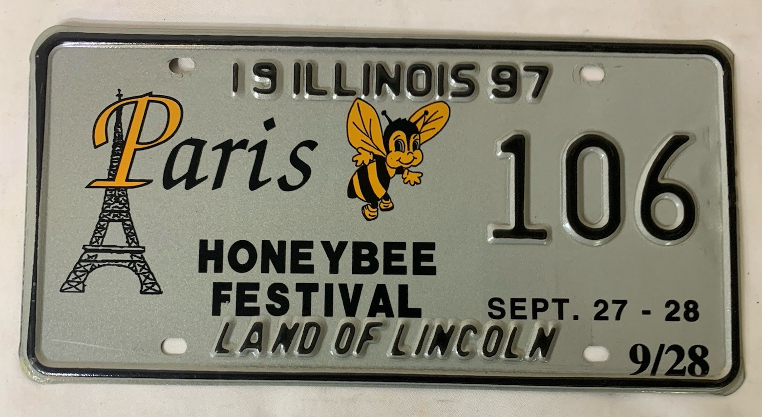 Illinois Event License Plate - 1997 Paris Honeybee Festival - #106