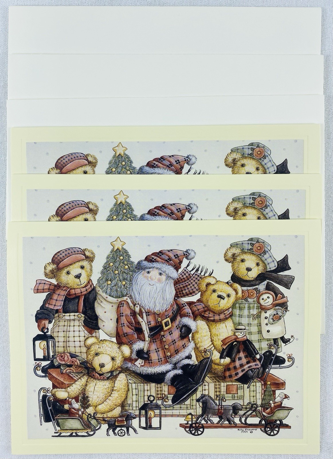 Nita Showers Art Teddy’s Christmas Collection - Vintage 1995 Lang 8 x 6 Card 3ct