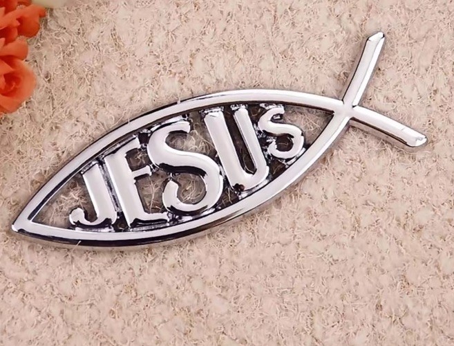 JESUS Auto Chrome Emblem Religious Christian Fish Symbol 4” Metal Galilean Truck JESUS Auto Chrome Emblem Religious Christian Fish Symbol 4” Metal Galilean Truck