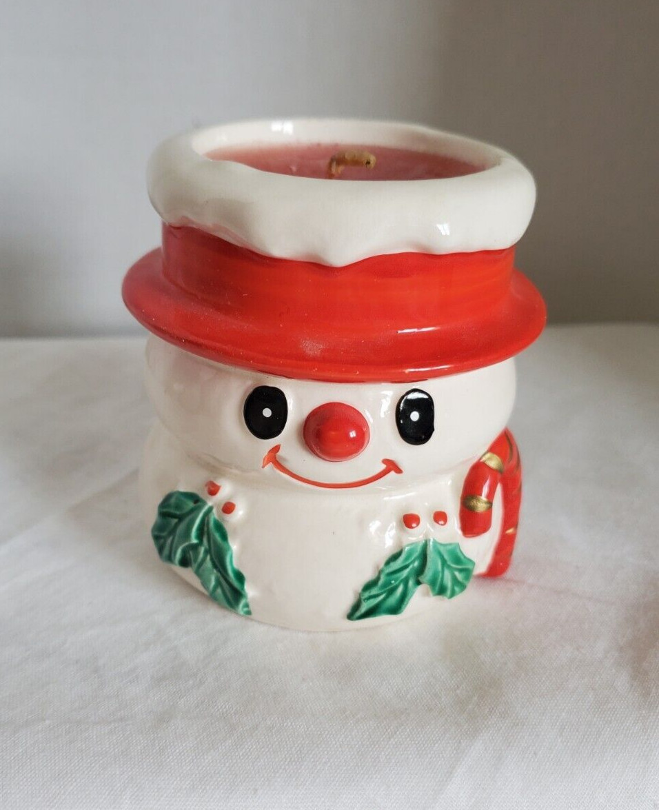 Vintage Colonial Christmas candle-approx 3in tall Snowman-NOS