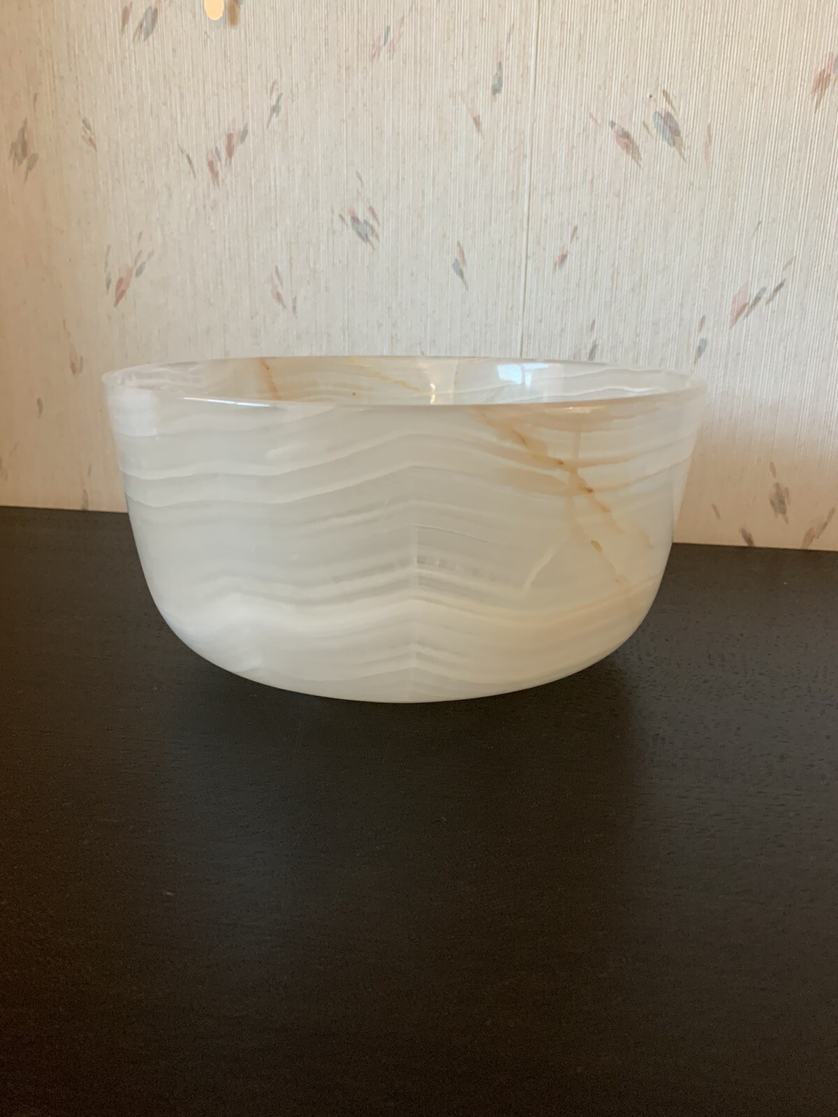 Pakistani Marbled Alabaster Stone Bowl  8” Diameter 4” Height