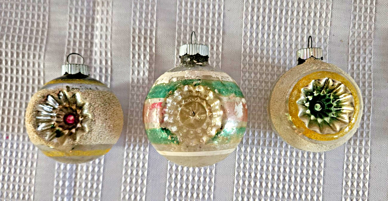 Shiny Brite Glass Double Indent Christmas Ornaments