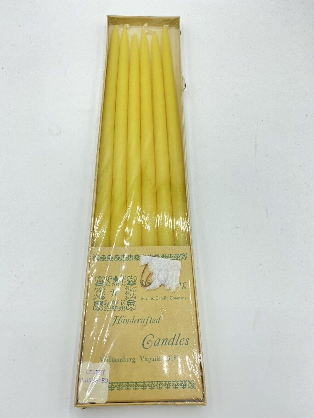 Vintage Williamsburg Soap & Candle Co Handcrafted Slim Yellow Tapers Six Vintage Williamsburg Soap & Candle Co Handcrafted Slim Yellow Tapers Six
