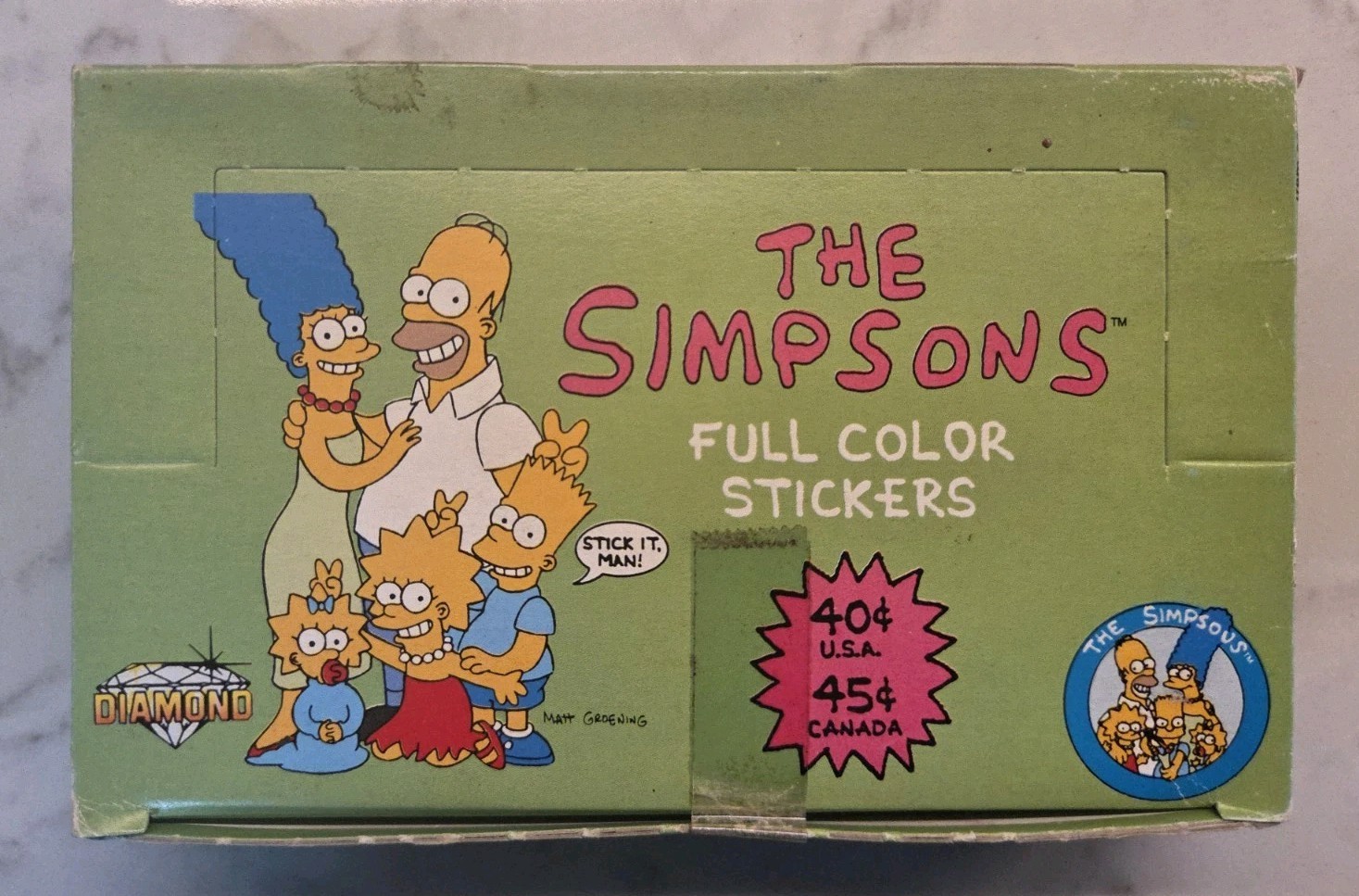 1990 The Simpsons Diamond Stickers Full Box 50 Packs Rare Vintage Sticker Bart