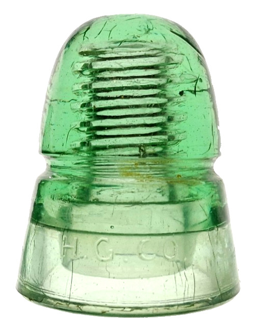 CD 145 Apple Green? H.G.CO. PETTICOAT Antique Glass Telegraph Insulator BEEHIVE