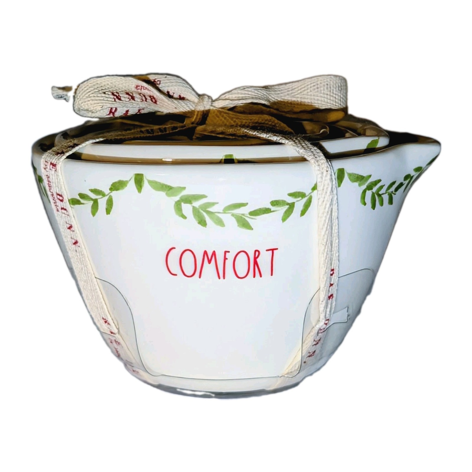 Rae Dunn Comfort Vines Xmas Measuring Cup Set x4 Cups Green Leaf Red Letters NEW