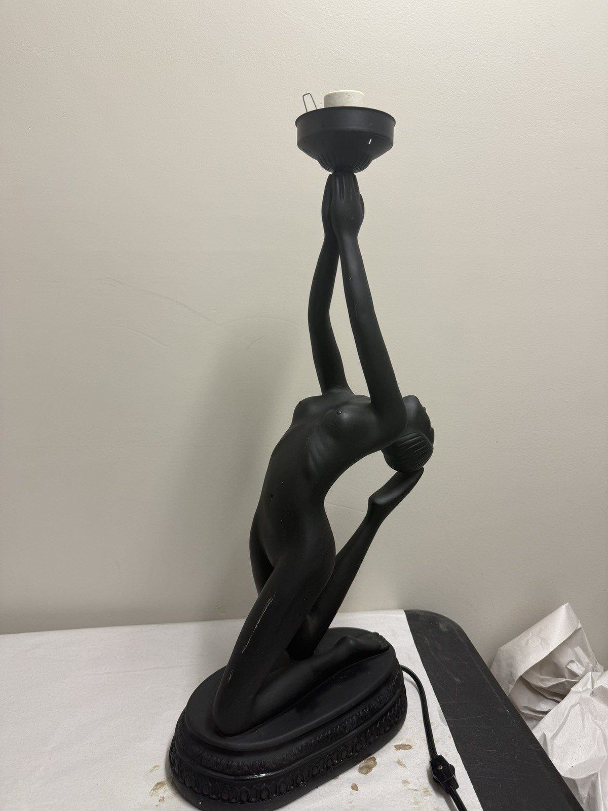 Art Deco Max Le Verrier Inspired Nude Acrobat Table Lamp