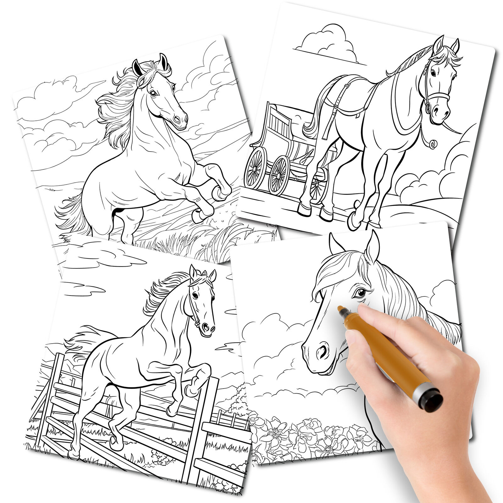 Color Your Own Horse Animal Pack, 4 PC