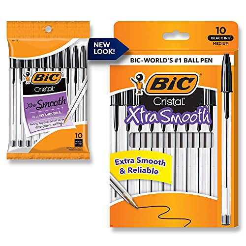  Cristal Xtra Smooth Ballpoint Pen, Medium Point (1.0mm), Black, For Everyday 
