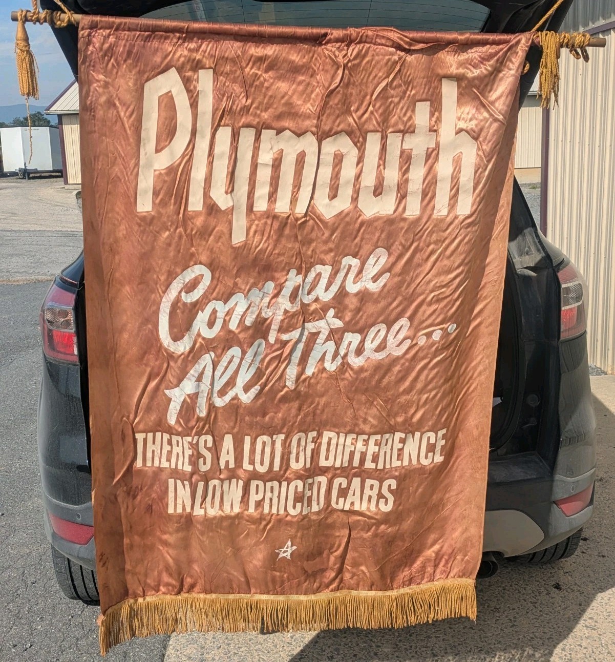 Antique Plymouth Dealership Hanging Banner