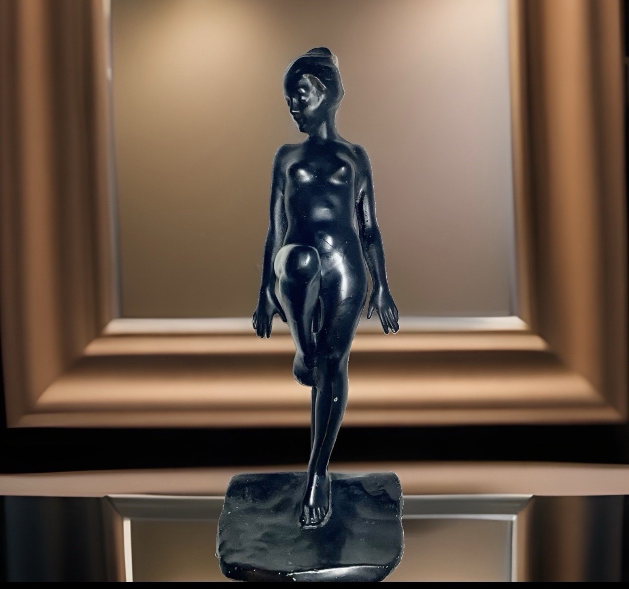 ANTIQUE RONSON black ART DECO NUDE WOMAN metal lamp base (only) verde gris ANTIQUE RONSON black ART DECO NUDE WOMAN metal lamp base (only) verde gris