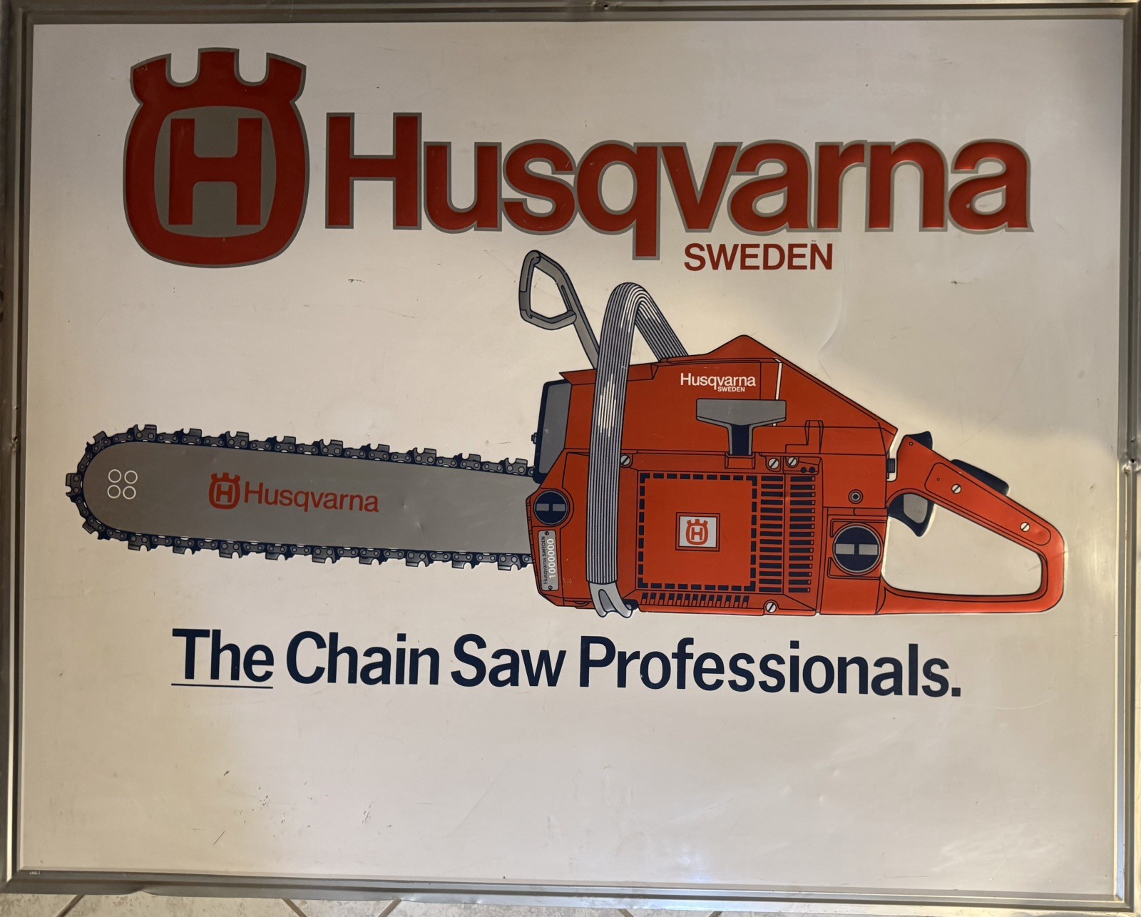 Husqvarna Vintage Dealer Steel 5\'x 4\' Stout Lite The Chain Saw Professionals. Husqvarna Vintage Dealer Steel 5\'x 4\' Stout Lite The Chain Saw Professionals.